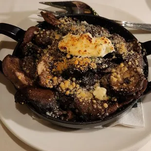 Mushroom Pan Roast- delicious.  Tastes of portobello mushrooms and possibly shiitake