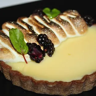 The Lemon Tart was made with Buckwheat Tart &amp; Matcha Meringue.