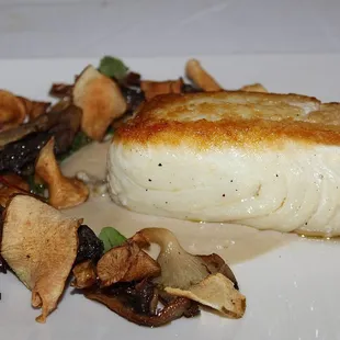 The Alaskan Halibut was made with Sunchoke, Morel Mushroom, Salsa Verde, &amp; Brown Butter.