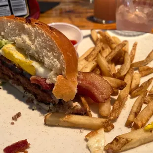 Brunch burger with fried egg.