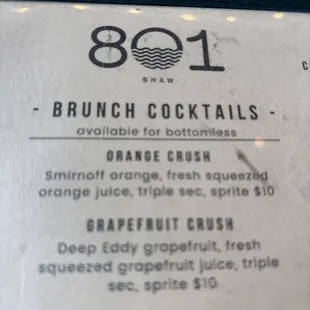 Brunch menu