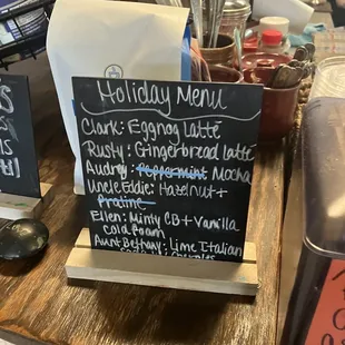 Holiday menu