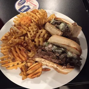 Philly Cheesesteak and Waffle Fries