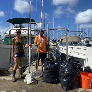 Cleaning up the Ala Wai Harbor adjacent to the Hilton Lagoon in Waikiki.