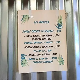 Lei prices