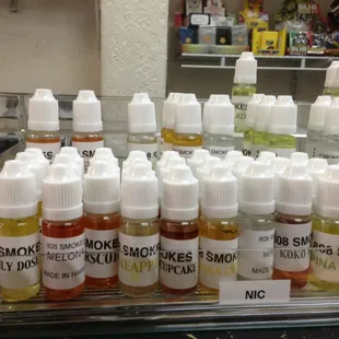Ecig juices. Available at all levels. Also custom blend your own flavors of choice