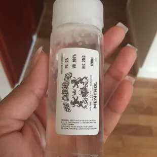 Menthol!!! We literally mix it with all of our juices! Too strong to vape by itself, but definitely a flavor enhancer!