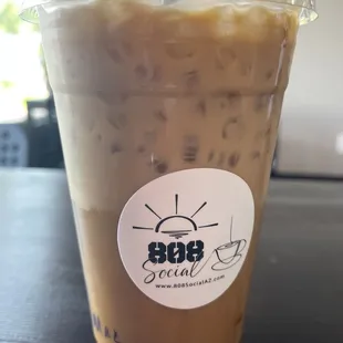 Iced Mocha: white mocha and macadamia with oat milk