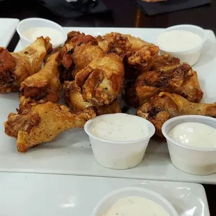 Over cooked dry wings.
