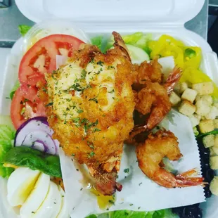 Fried Lobster &amp; Shrimp Salad