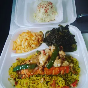 Grilled Lobster w/ mac &amp; cheese,collard greens