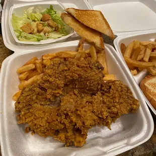 Chicken Fried Steak FF salad and Texas Toast.