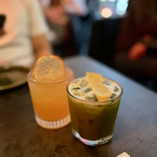 Gochujang Margarita (left) | Yuzu Matcha Magic (right)