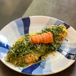 perilla oil pasta + uni