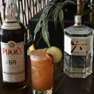 Pimm&apos;s Cup- Pimm&apos;s, Gin, Cucumber, Strawberry, Citrus, Ginger Beer