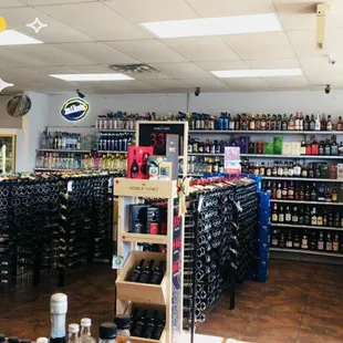 the inside of a liquor store