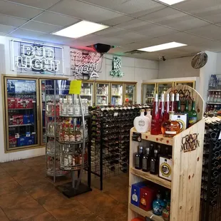 the inside of a liquor store