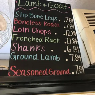 a menu for a restaurant