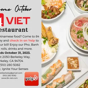 Get 10% discount on Yelp check in. Program ends Oct 31 2023