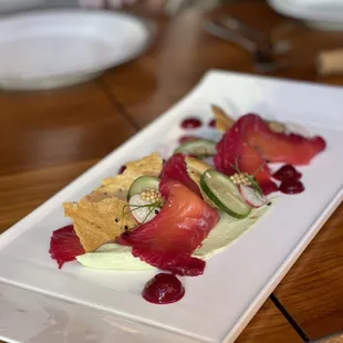 Beet cured salmon is amazing I could&apos;ve eaten three of these without sharing