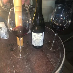 a glass of wine and a bottle of wine