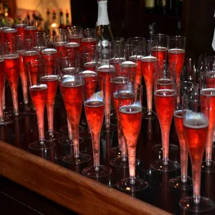 rows of wine glasses