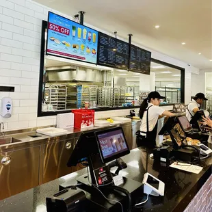 Cashiers and drink menu