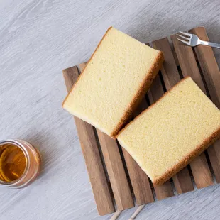 two slices of pound cake