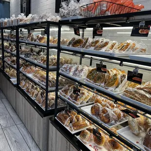 a display of baked goods