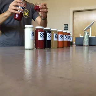 Austin pouring us samples of his unique concoctions.