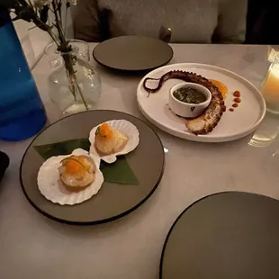 two plates of food on a table