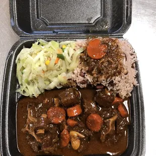 Oxtail Dinner  -Rice &amp; Peas  -Cabbage