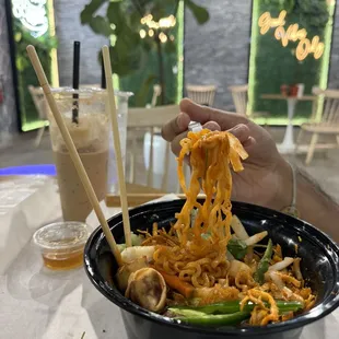 Bowl and Vietnamese Iced Coffee