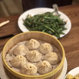 Green beans and Xiao long bao