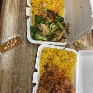 Chicken broccoli lunch and honey chicken lunch