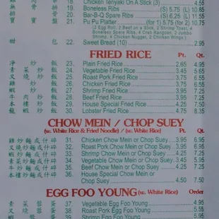 menu