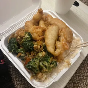Sweet and Sour Chicken, Broccoli and Chicken, Fried Rice