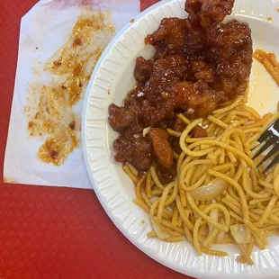 General Tso with Lo Mein