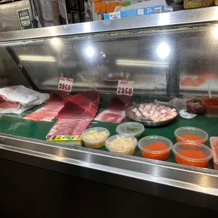 Ahi grades are the best ranging all the way to otoro fresh off the block fish!