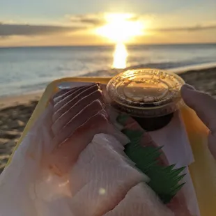 Hamachi sashimi out to sea