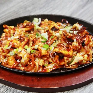 Spicy stir fried baby octopus