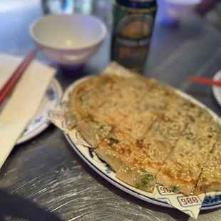 Sourdough scallion pancake