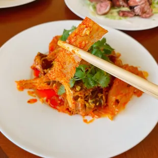 Ox Tongue &amp; Tripe with Roasted Chili Peanut Vinaigrette