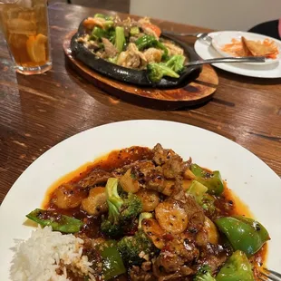 Hunan beef special and the triple delight special