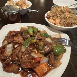 Pepper steak and house special rice