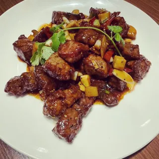 Sichuan Style mushroom beef tenderloin