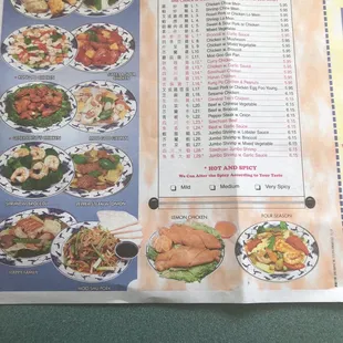 a menu for lunch special
