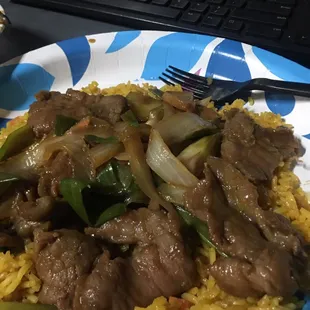 Mongolian beef. Work dinner.