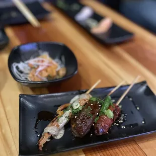 Robata and salmon poke
