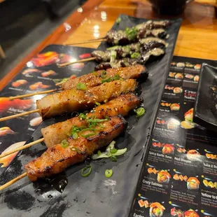 Pork and beef skewers